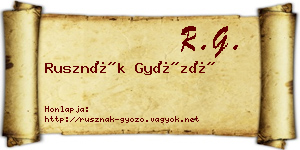 Rusznák Győző névjegykártya